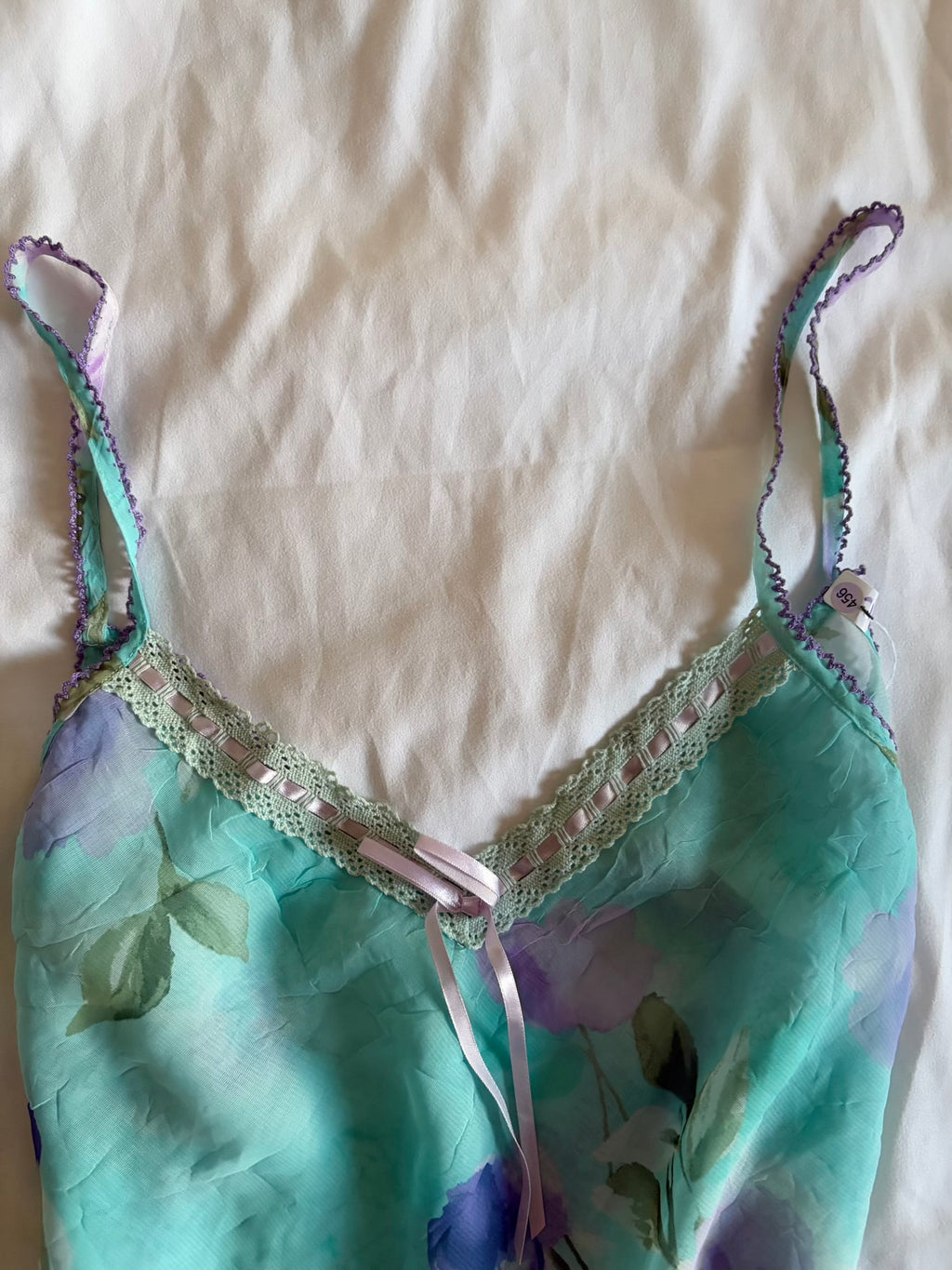 Vintage Y2K blue and lilac semi sheer floral cami