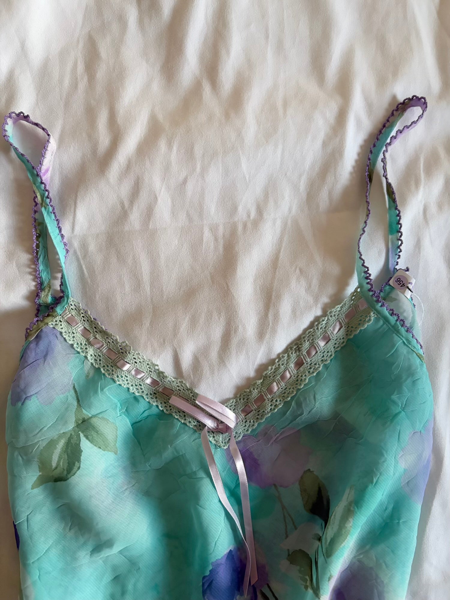 Vintage Y2K blue and lilac semi sheer floral cami