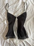 Vintage Y2K Grungy Black and White Tie Bust Cami with Double Straps