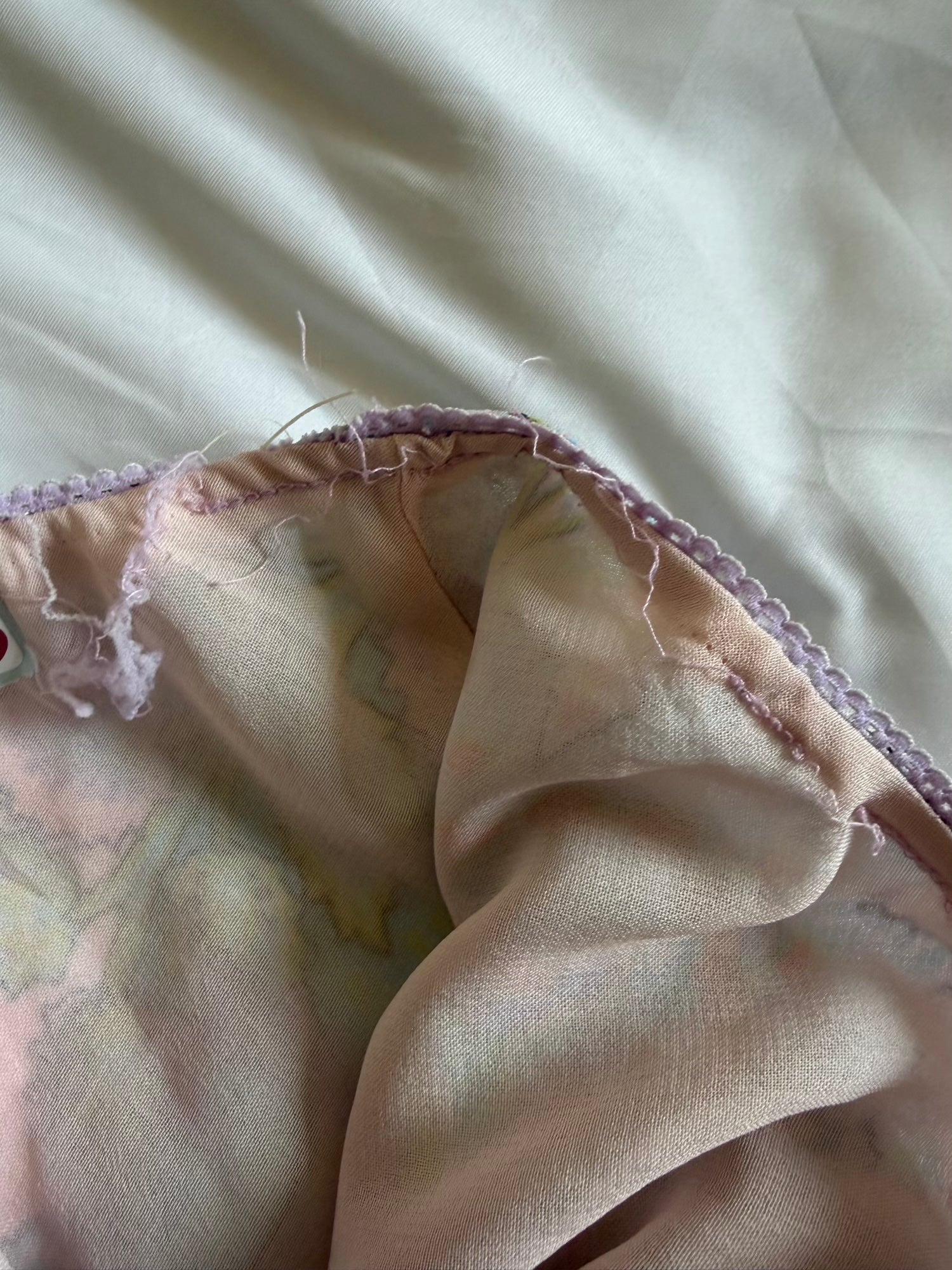 Vintage Y2K Pastel Lilac Paisley Midi Skirt with Ruffle Hem