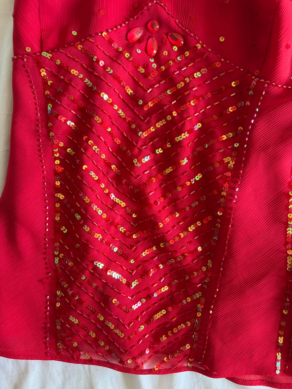 Vintage Y2K Sequin and Beaded Red Floaty Cami