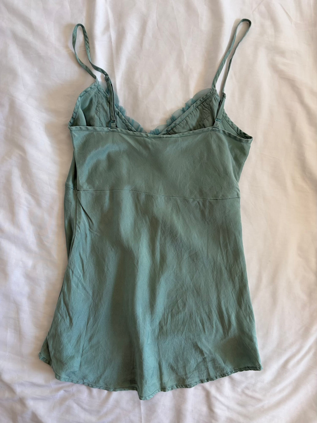 Vintage Y2K Muted Turquoise Cami with Applique and Lace
