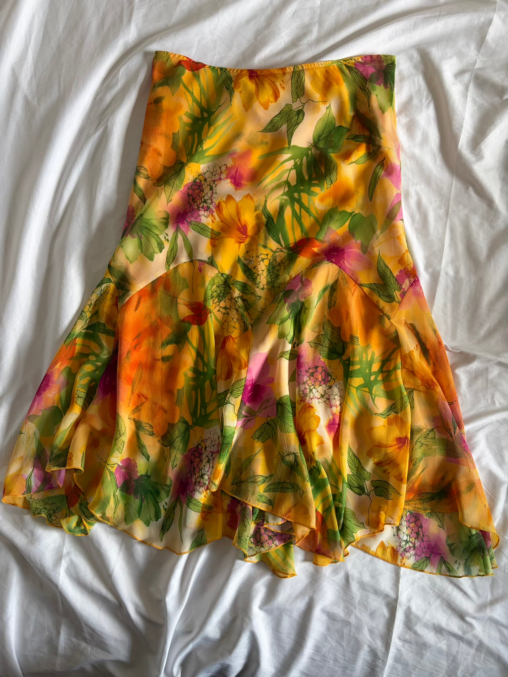 Vintage Y2K Yellow Hawaii Mermaid Hem Skirt
