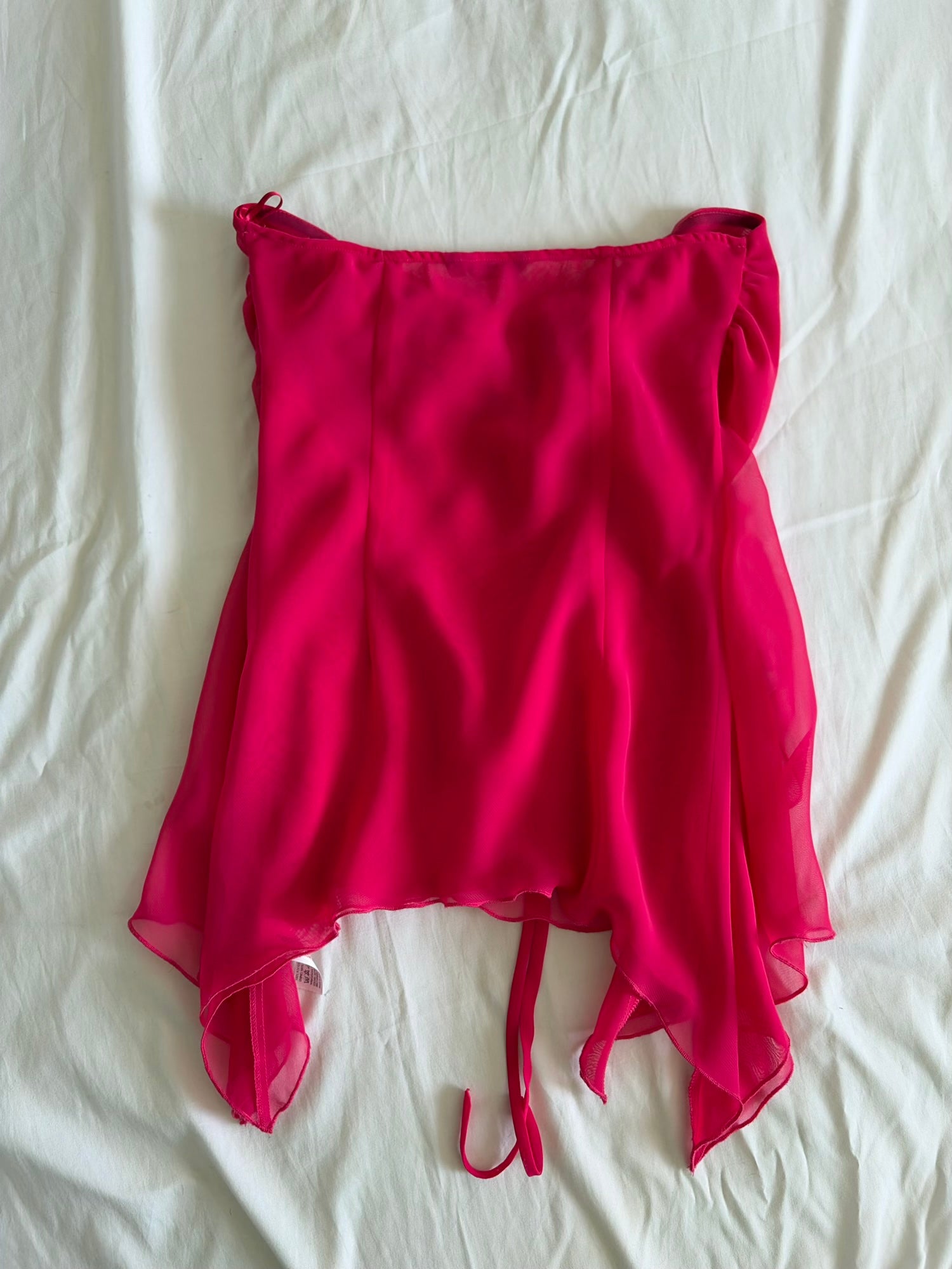 Vintage Y2K Hot Pink Handkerchief Hem Floaty Cami