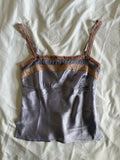 Vintage Y2K Knickerbox Lilac Cami with Lace Detailing, Sequins and Beading