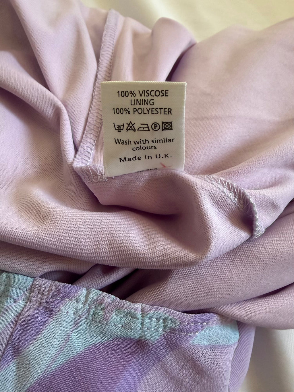 Vintage Y2K Lilac and Pastel Blue Swirl Midi Skirt with Ribbon Hem