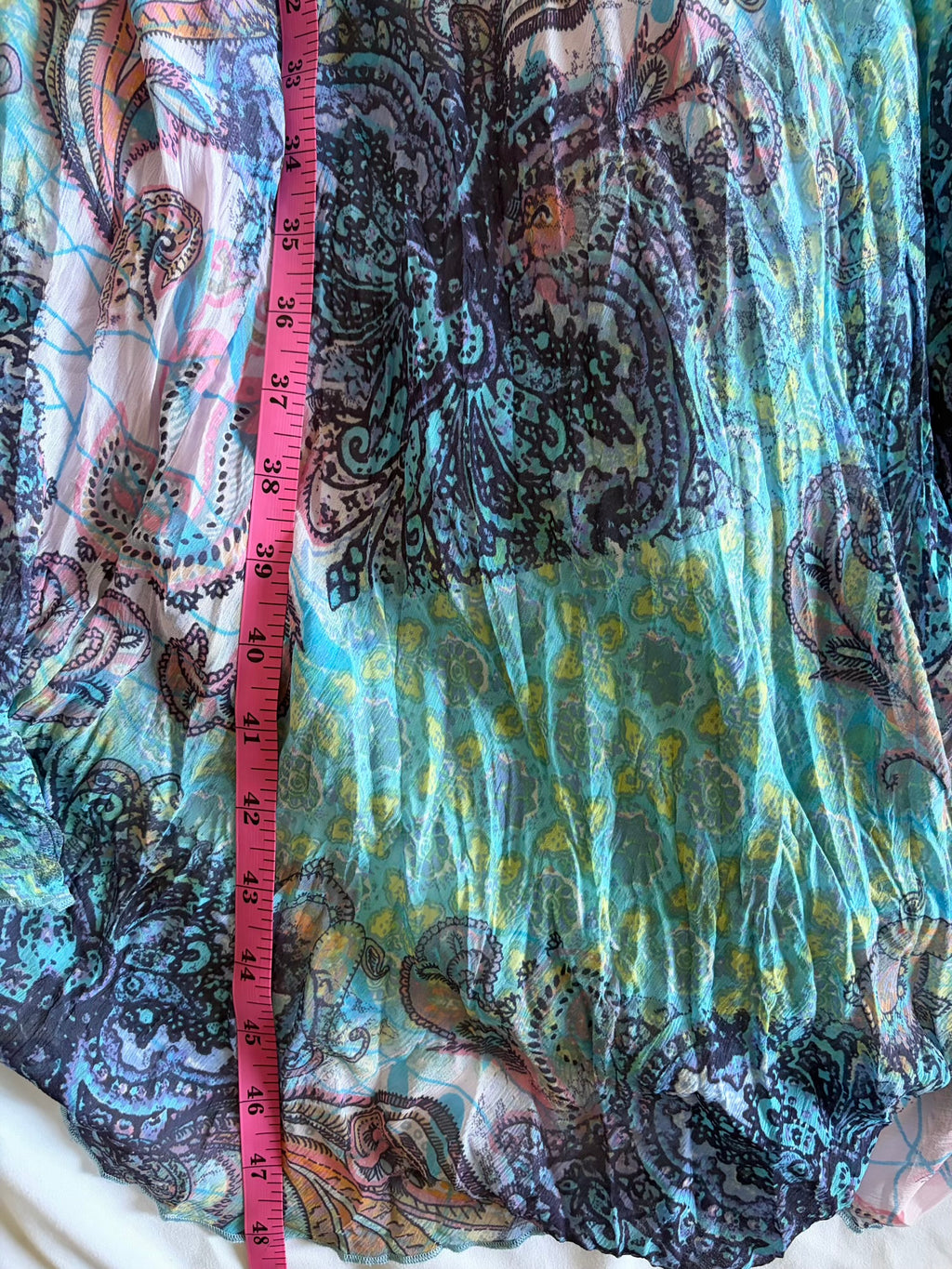 Vintage Y2K blue patchwork style whimsy paisley midi fairy floaty dress