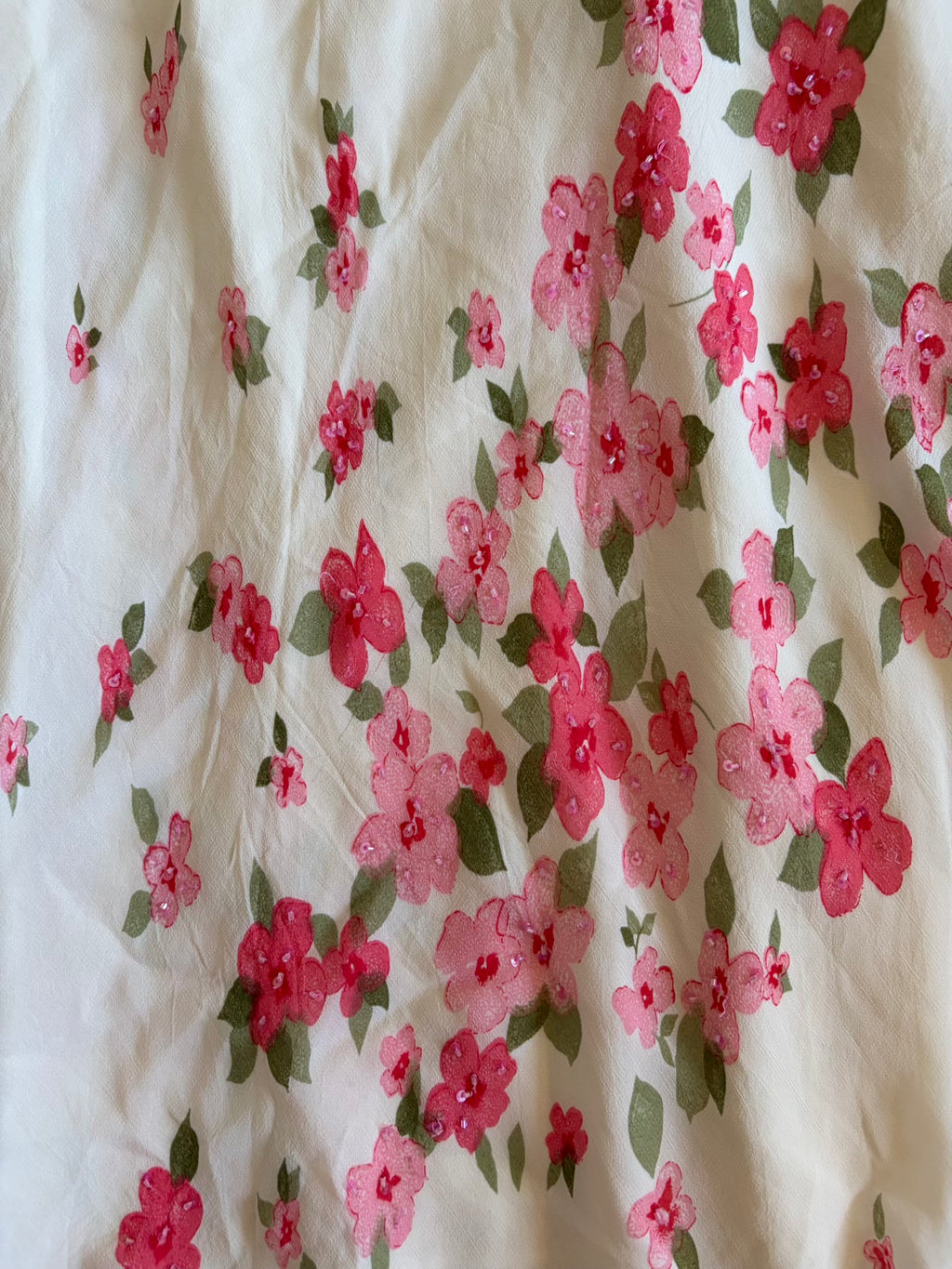 Vintage Y2K Italian maxi skirt with pink floral detail and beads