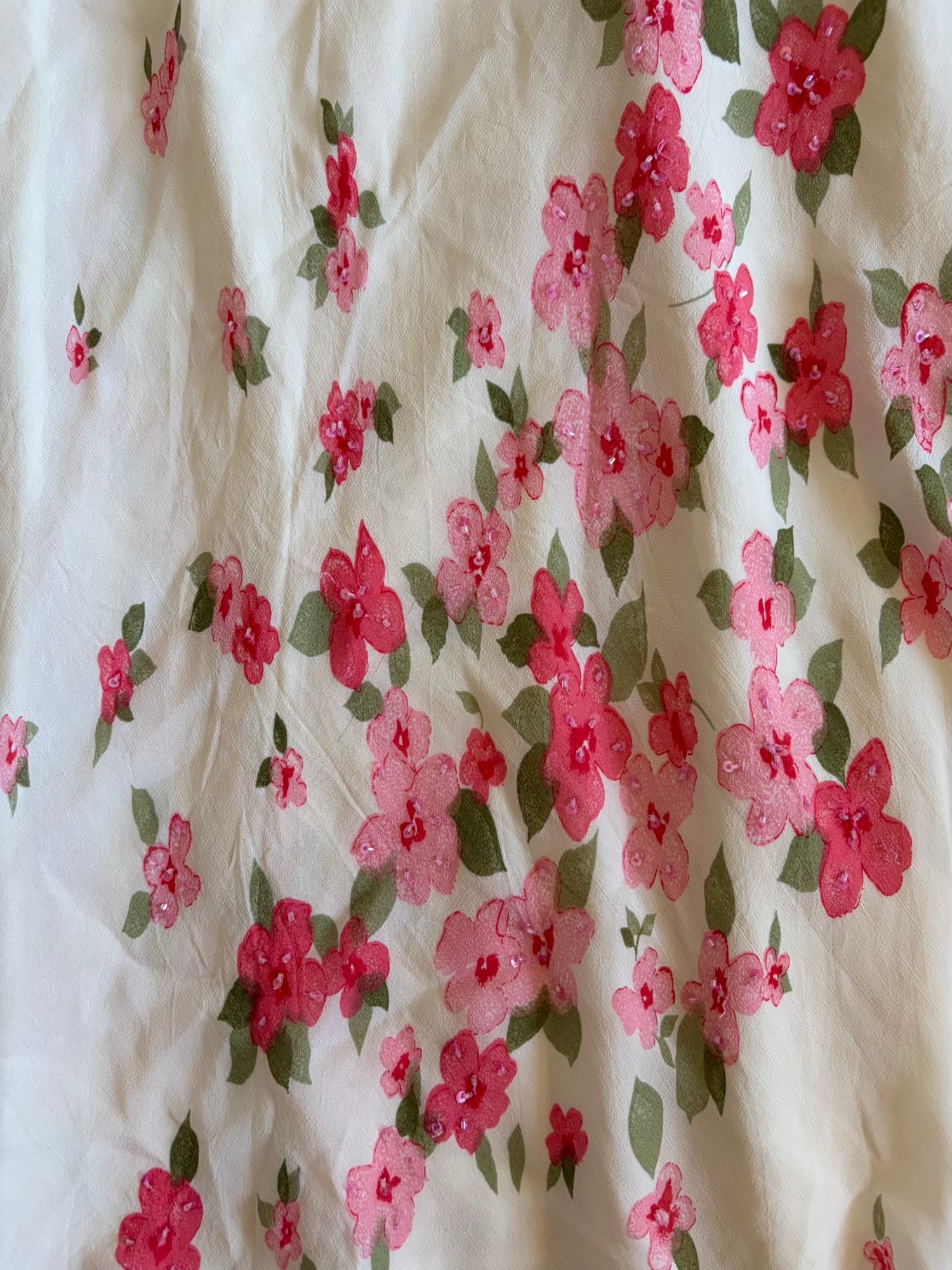 Vintage Y2K Italian maxi skirt with pink floral detail and beads