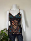 Vintage Aftershock Silk Black Embellished Sequin and Beaded Cami