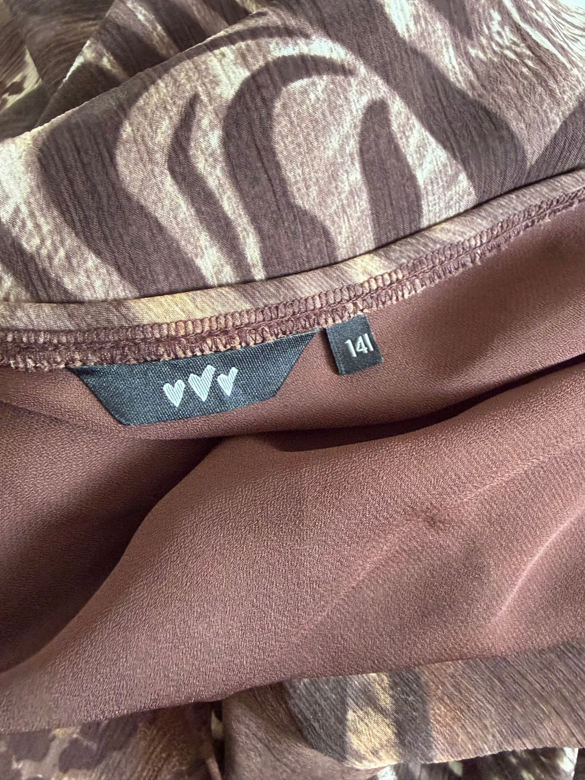 Vintage 1990s Brown Floral and Animal Print Floaty Skirt