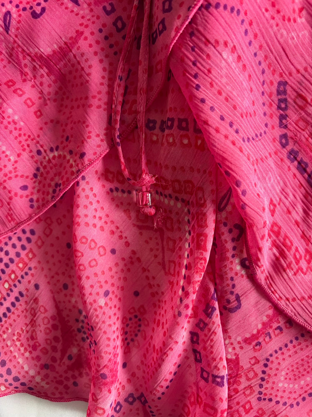 Vintage Y2K Pink Abstract Ruched Bust Cami with Beads