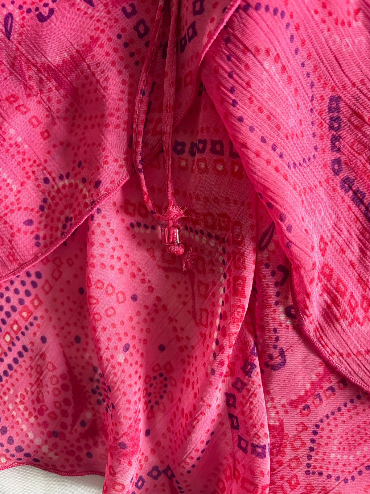 Vintage Y2K Pink Abstract Ruched Bust Cami with Beads