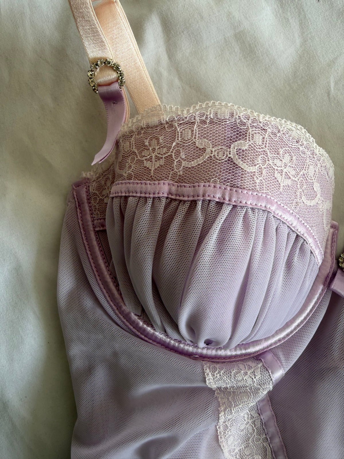 Vintage 2000s Lilac Lace Babydoll with Diamantés