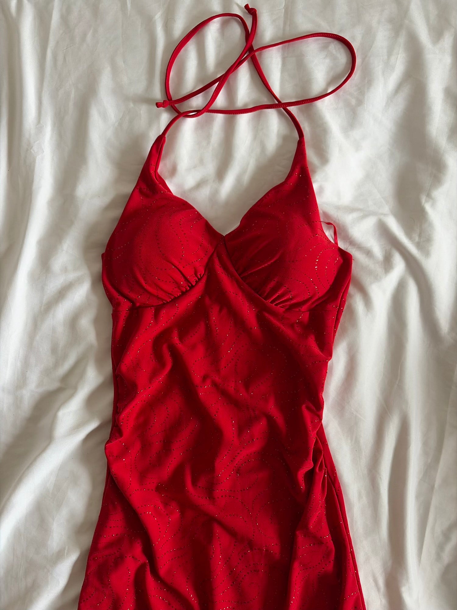 Vintage 1990s Red Asymmetrical Sparkly Dress