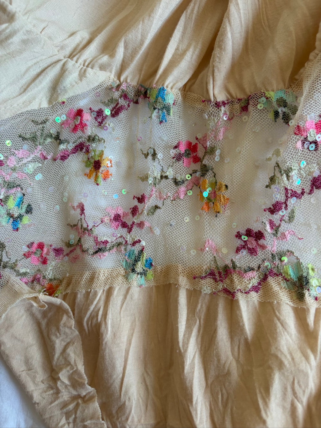 Vintage Y2K River Island asymmetrical hem fairy cami with contrast lace and sequins