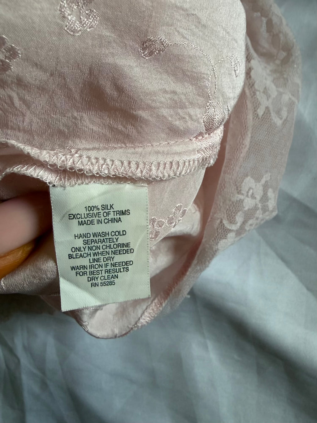 Vintage 1990s Silk Baby Pink Cami with Lace and Ribbon Detail
