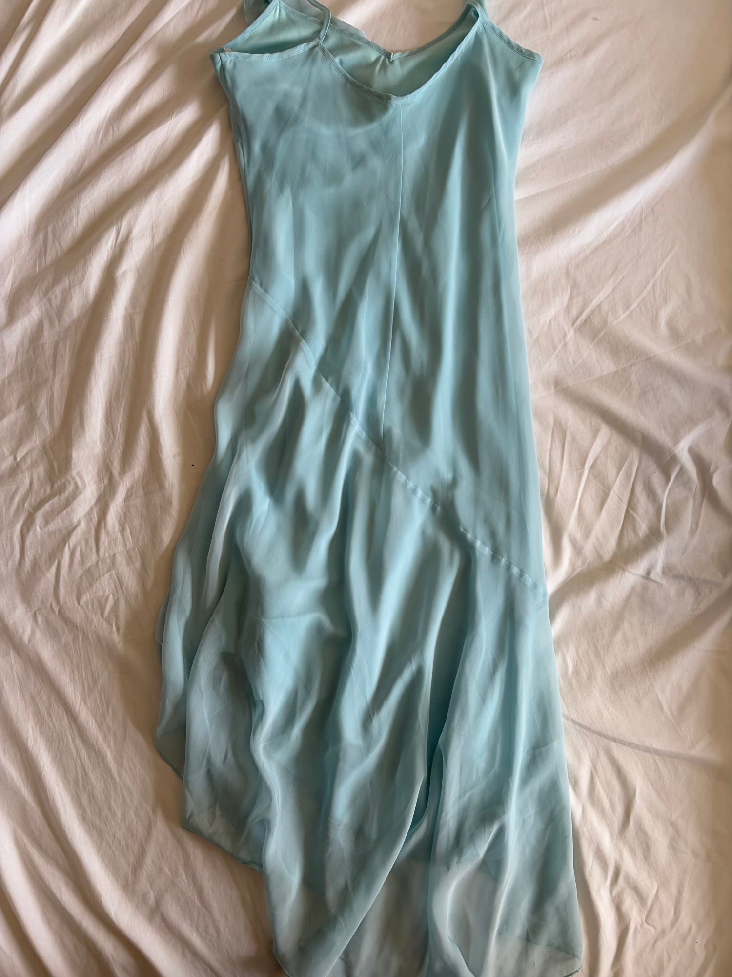 Vintage Y2K Baby Blue Mermaid Hem Fairy Dress with Ruffle Detail