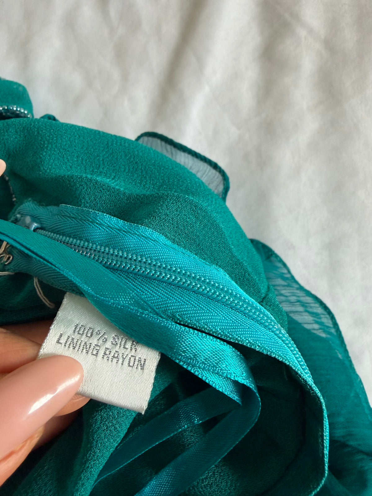 Vintage 2000s Aftershock Silk Teal Beaded Blouse