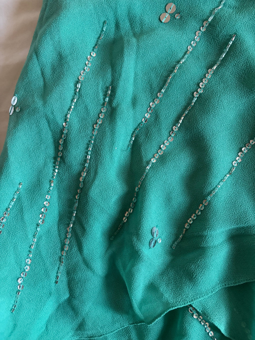 Vintage 2000s Kaleidoscope Turquoise Beaded Sequin Halterneck Cami