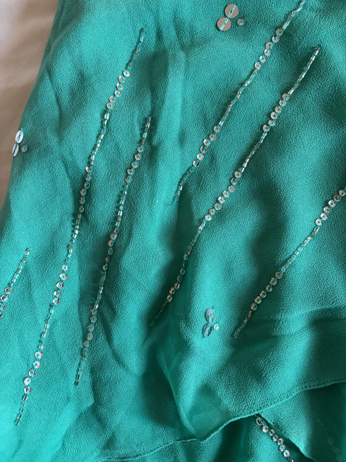 Vintage 2000s Kaleidoscope Turquoise Beaded Sequin Halterneck Cami