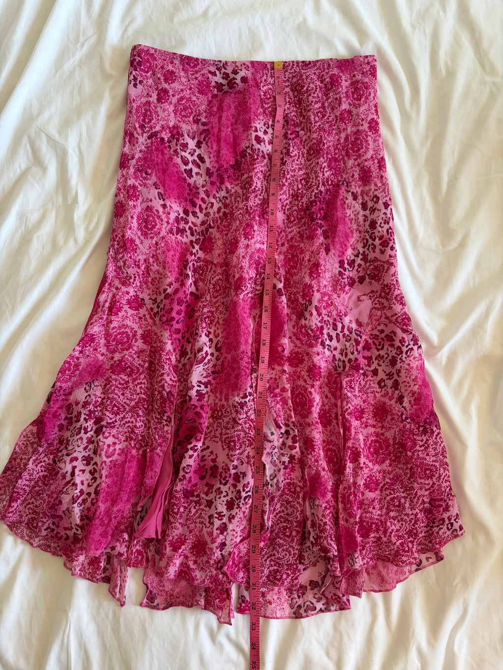 Vintage Y2K pink paisley and floral mermaid fairy hem midi skirt