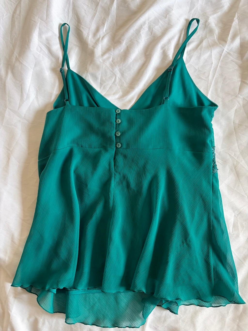 Vintage Y2K Teal Cami with Embellished Underbust Detail with Beads and Sequins