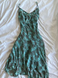 Vintage blue snake print midi fairy dress with floaty fairy hem