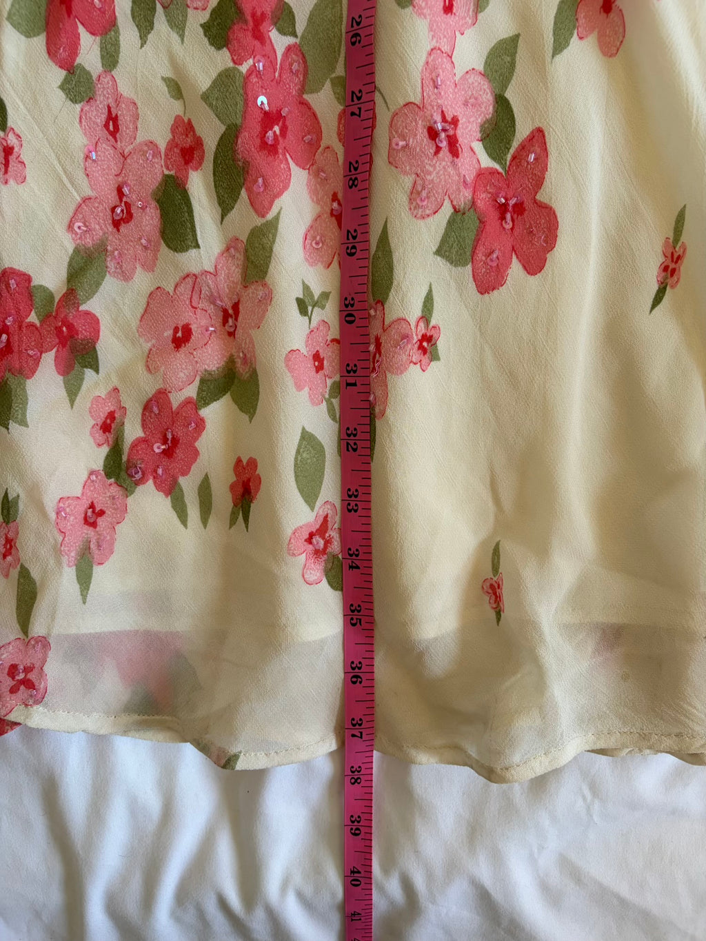 Vintage Y2K Italian maxi skirt with pink floral detail and beads