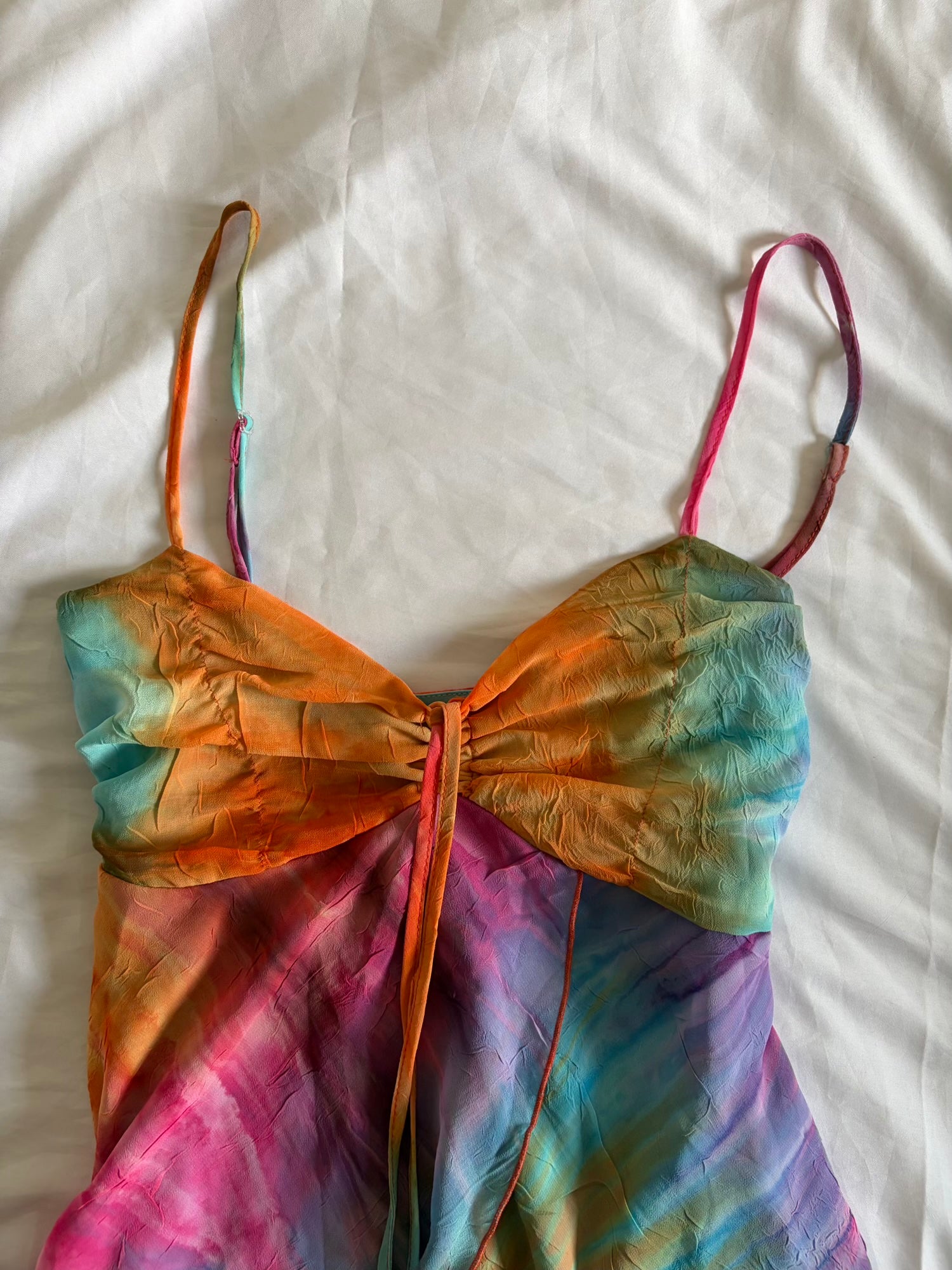 Vintage Y2K Neon Tie Dye Ruched Bust Cami