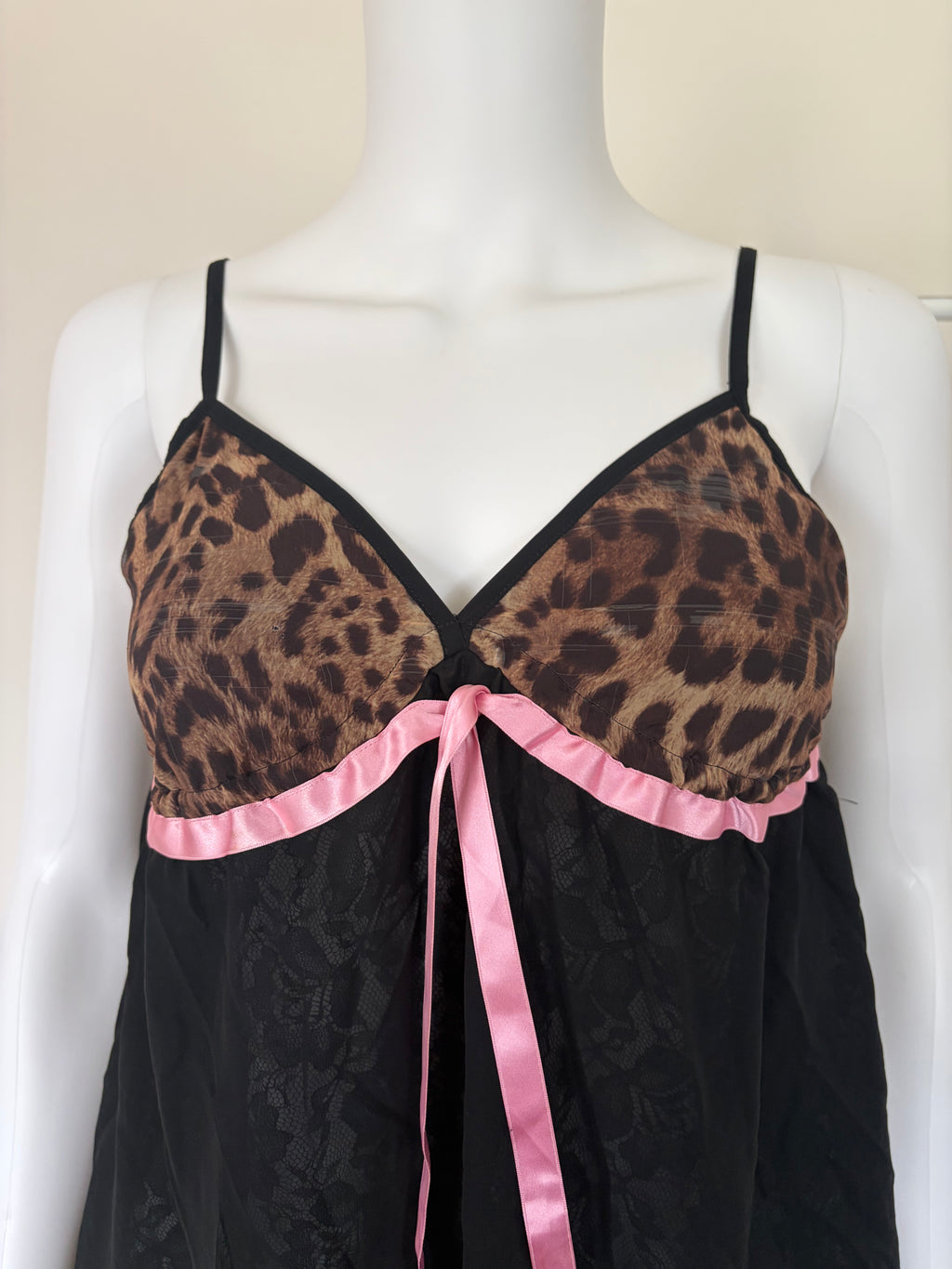 Vintage 1990s Black Babydoll with Leopard Cups