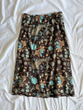 Vintage Y2K Brown and Turquoise Paisley Midi Skirt