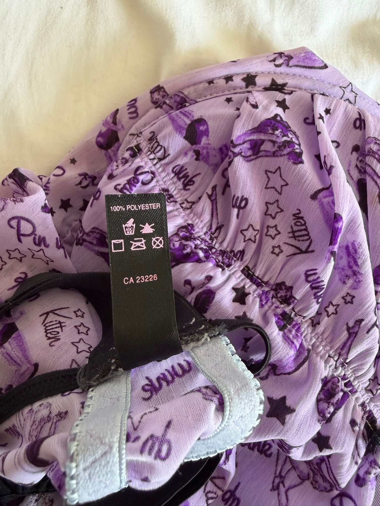Vintage Y2K Rare Purple Pin Up Graphic Floaty Baby Doll Cami