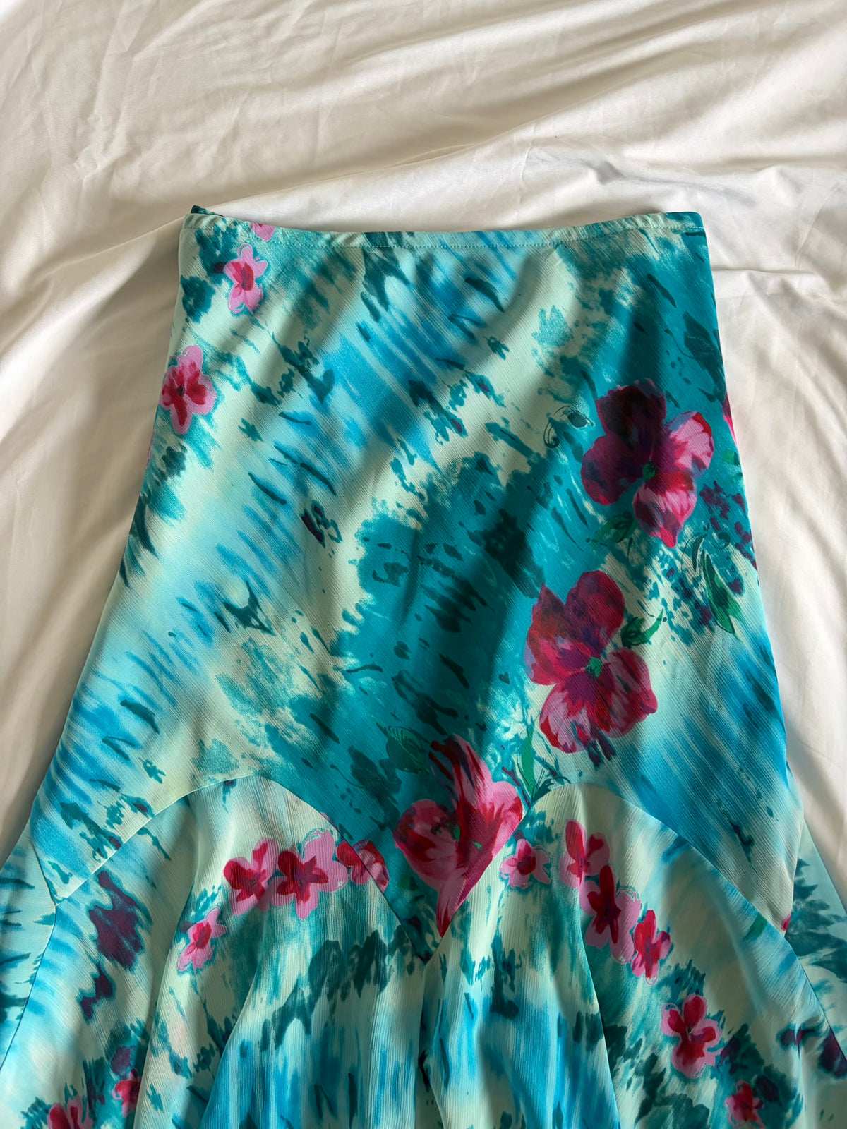 Vintage Y2K Blue Floral Mermaid Skirt