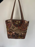 Vintage 2000s Per Una Brown Embroidered Sequin Tote Bag