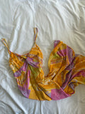 2010s Patchwork Paisley Yellow Lilac Orange and Pink Mini Dress