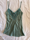 Vintage Y2K Muted Turquoise Cami with Applique and Lace