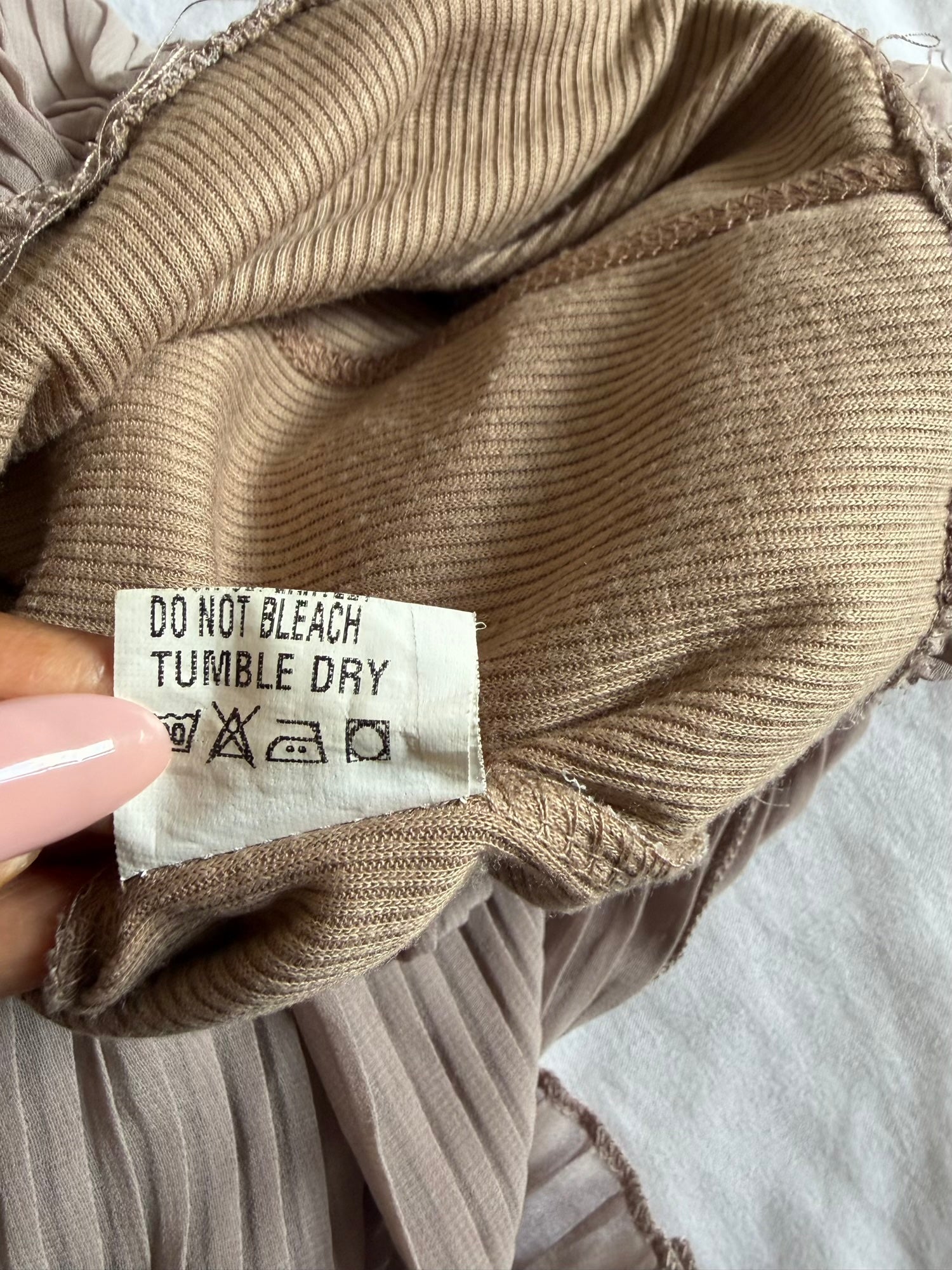 Vintage Y2K Beige Mini Dress with Mesh Polka Dot Hem and Ribbon