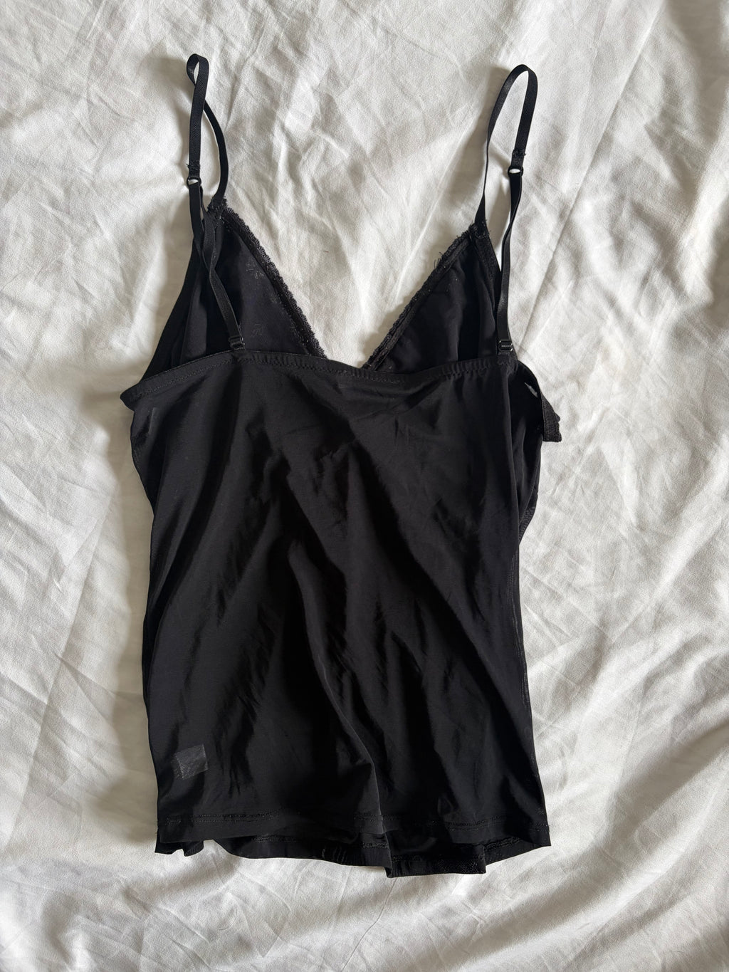 Vintage 1990s Black Mesh Cami with Butterfly-Embroidered Cups and Sequins