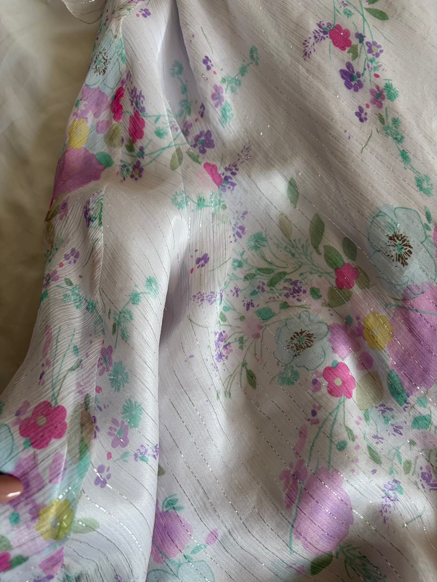 Vintage Y2K Rare Silk Asymmetrical Hem Midi Dress with Floral Detail and Sparkly Silver Detail