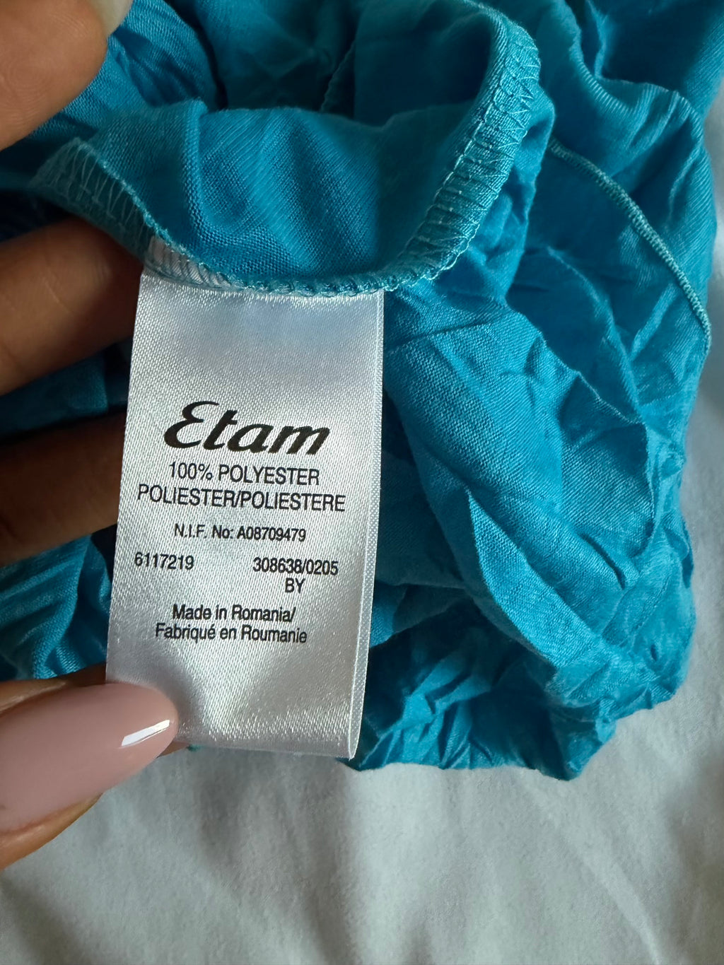 Vintage Y2K crinkle teal cami with underbust beaded detail and asymmetrical hem