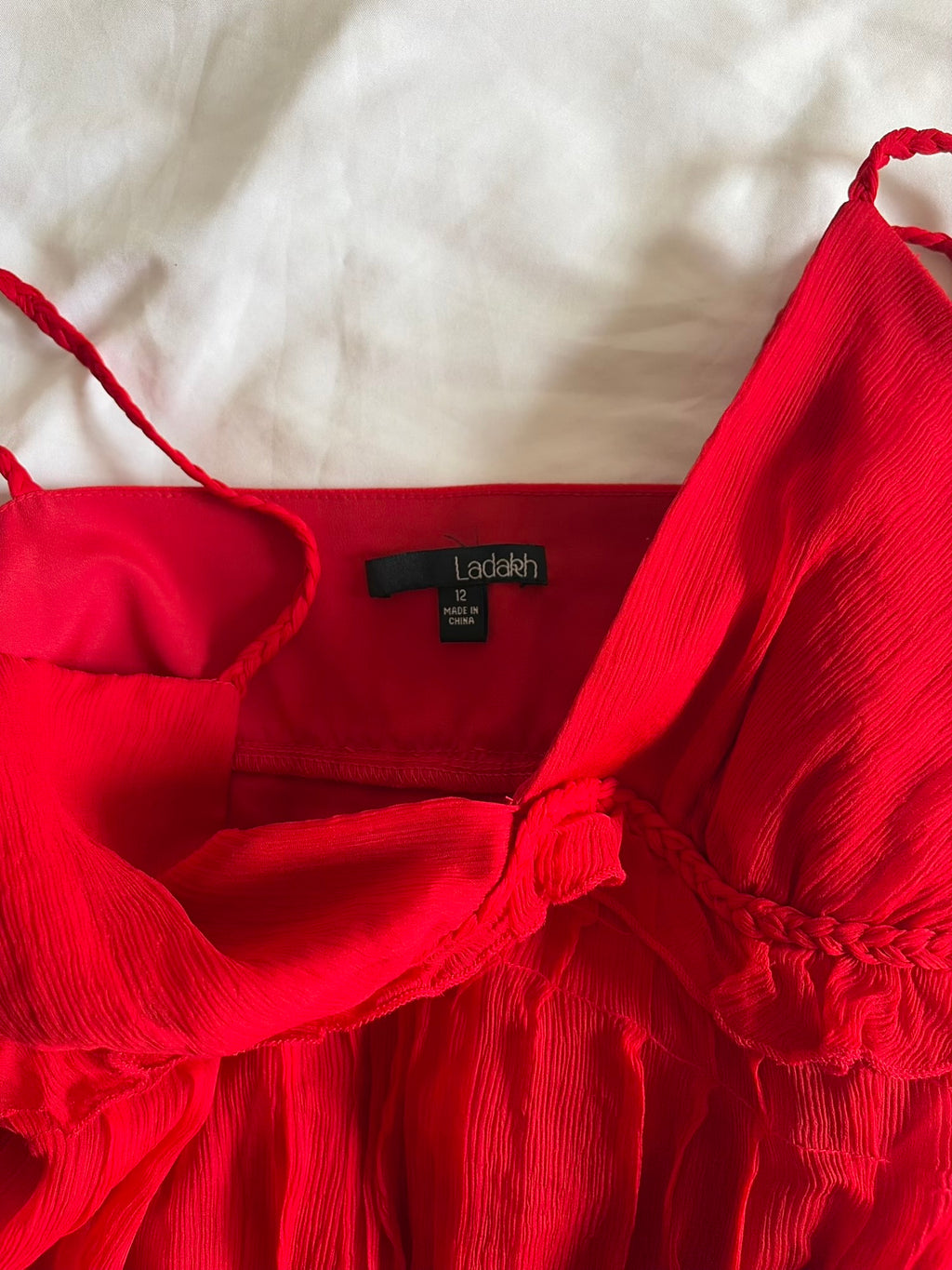 Vintage 1990s Red Silk Cami with Braided Underbust Detail