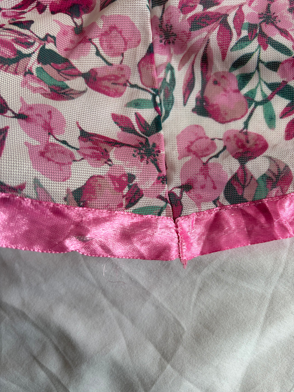 Vintage 2000s Pink Floral Babydoll with Sequin-Embroidered Cups