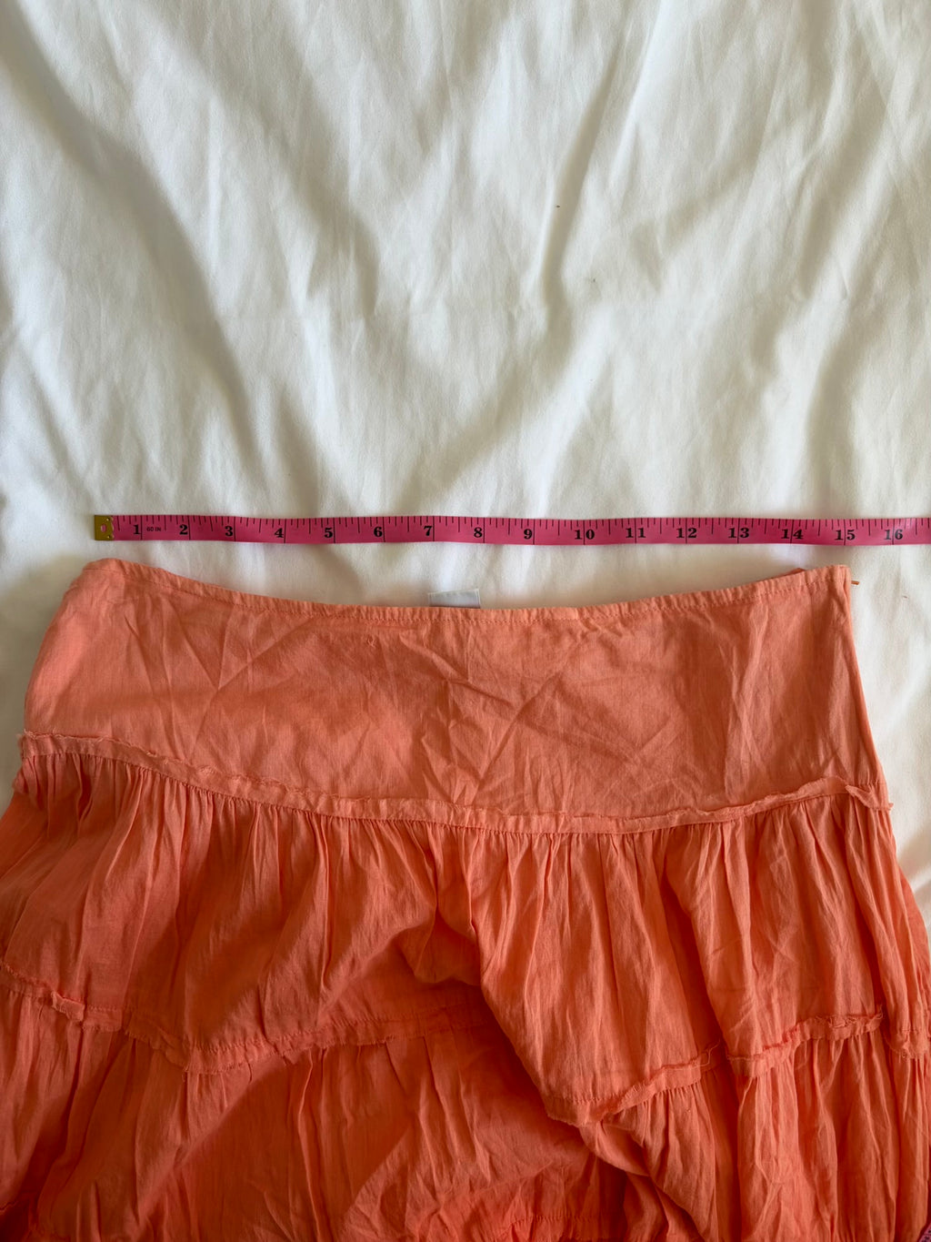 Vintage Y2K sunset orange cotton midi tiered skirt with sequin hem