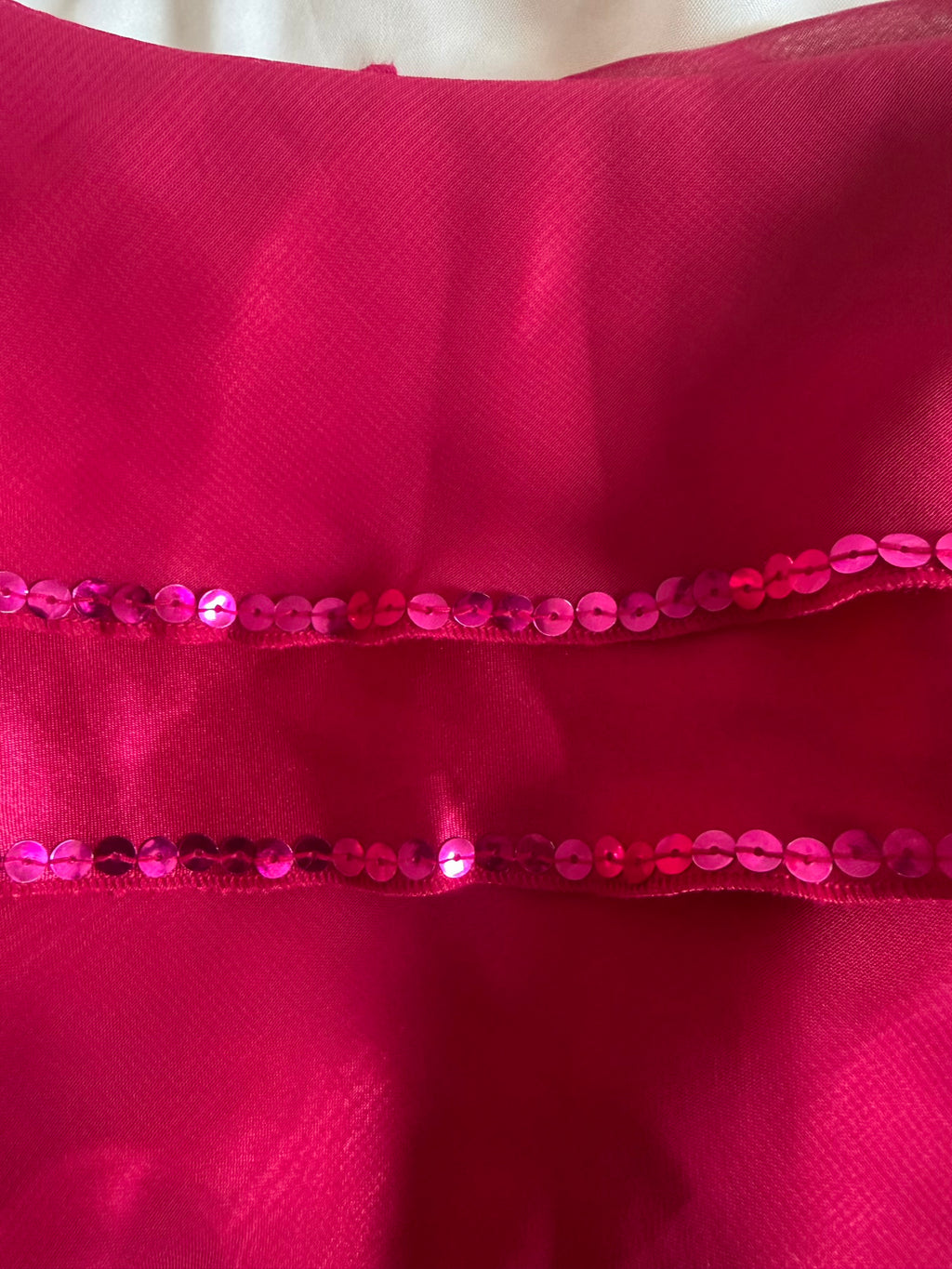 Vintage Y2K hot pink asymmetrical hem ruffle cami with sequin detail