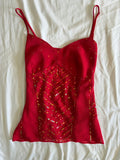 Vintage Y2K Sequin and Beaded Red Floaty Cami