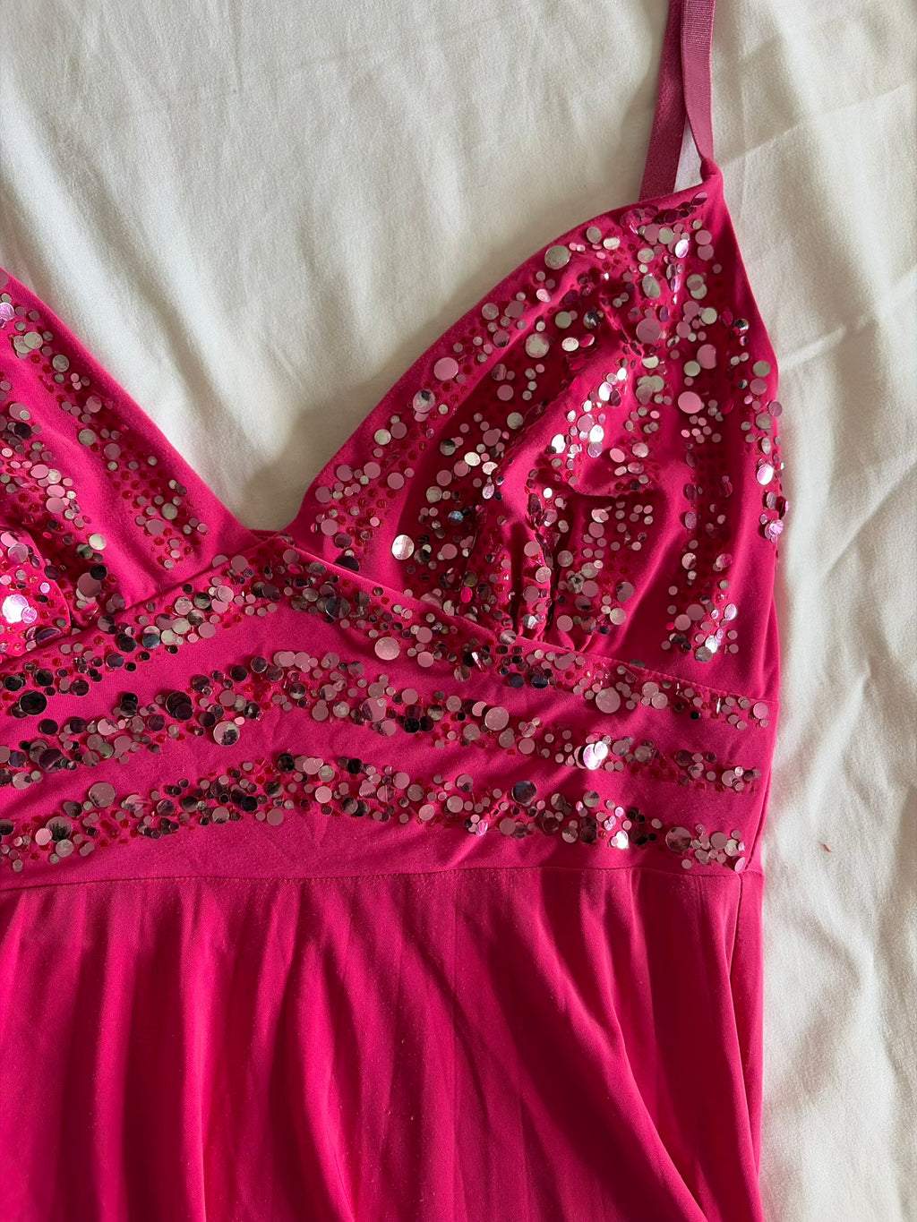 Vintage Y2K Hot Pink Cami with Sparkly Upper Detailing