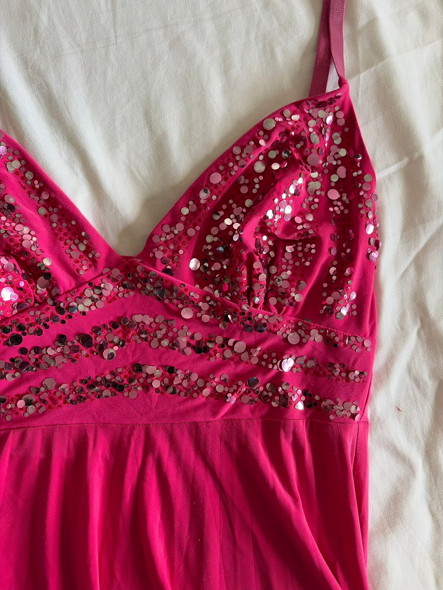 Vintage Y2K Hot Pink Cami with Sparkly Upper Detailing