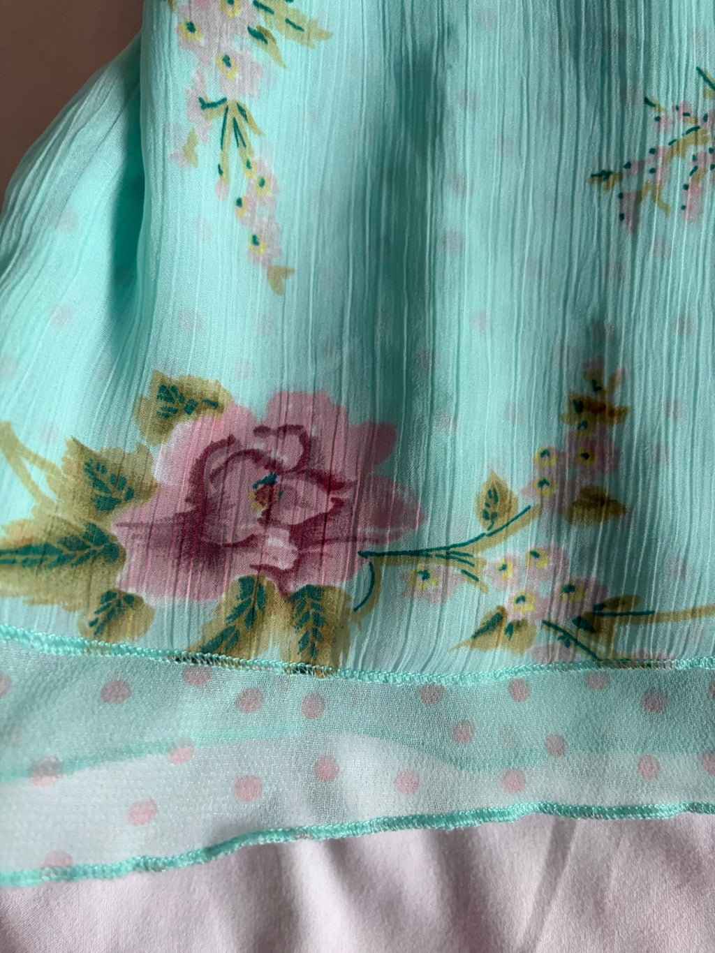 Vintage Y2K blue floral pink sequin and beaded cami