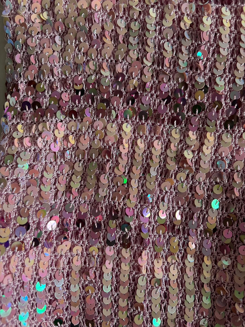Vintage Y2K Pink Crochet Striped Sequin Cami